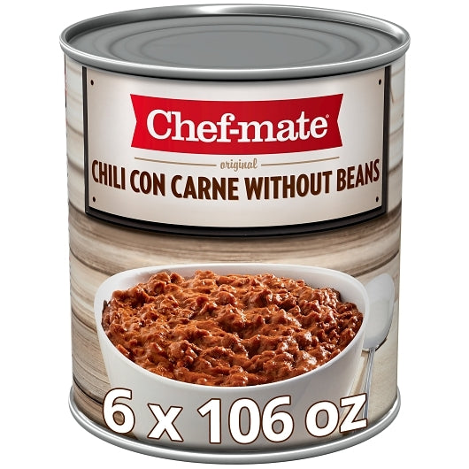 Chef-Mate Chili Original Carne Without Bean, 6 x 6.614 lb Case - Prepared Foods
