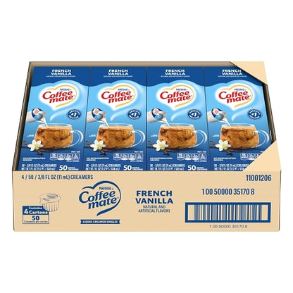 Coffee-mate French Vanilla Single Serve Liquid Creamer, 4 x 18.7 fl oz Case - DOT product image 5