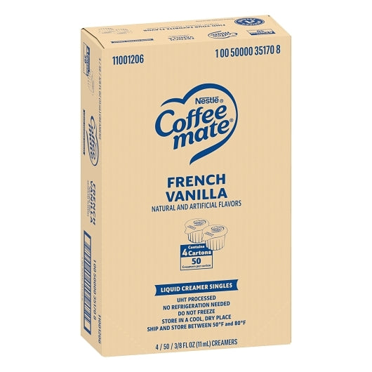 Coffee-mate French Vanilla Single Serve Liquid Creamer, 4 x 18.7 fl oz Case - DOT product image 6