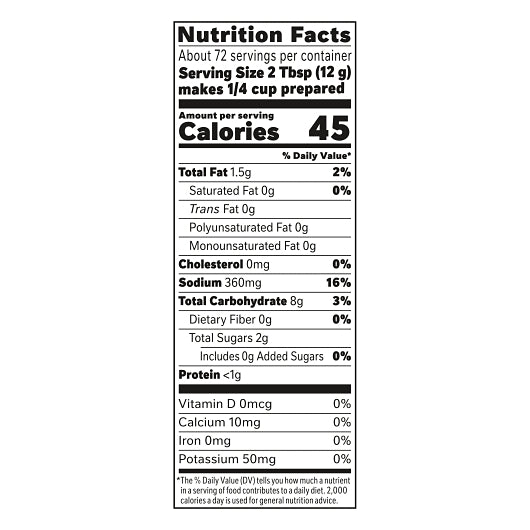 Trio Cheese Sauce Mix, 8 x 2 lb Case - Nutrition facts label