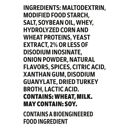 Trio Turkey Gravy Mix, 8 x 1.25 lb Case - Ingredients label