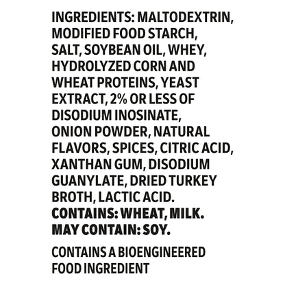 Trio Turkey Gravy Mix, 8 x 1.25 lb Case - Ingredients label