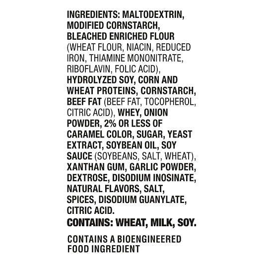 Trio Brown Gravy Mix, 8 x 1 lb Case - Ingredients label