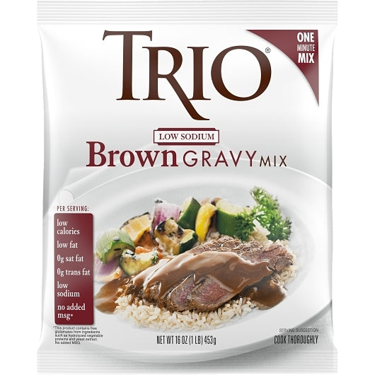 Trio Low Sodium Brown Gravy Mix, 8 x 1 lb Case - Condiments & Sauces