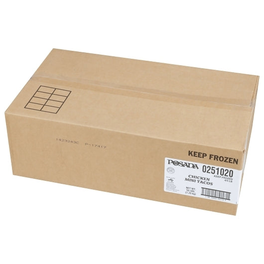 Posada Mini Chicken Taco, 4 x 4 lb Case - GS1 closed shipping case image