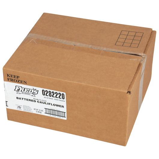 Windsor Freds Ready-To-Fry Battered Cauliflower, 6 x 2 lb Case - GS1 closed shipping case image