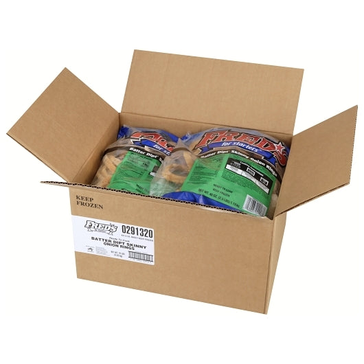 Windsor Freds Battered Skinny Battered Dipped Onion Rings, 4 x 2.5 lb Case - GS1 open-case image