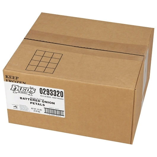 Windsor Freds Ready-To-Fry Battered Onion Petals, 4 x 2.5 lb Case - GS1 closed shipping case image