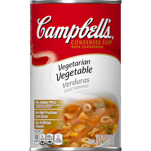 Campbells Condensed Vegetarian Classic Vegetarian Vegetable Alphabet Condensed Shelf Stable Soup, 12 x 50 oz Case - DOT product image 4