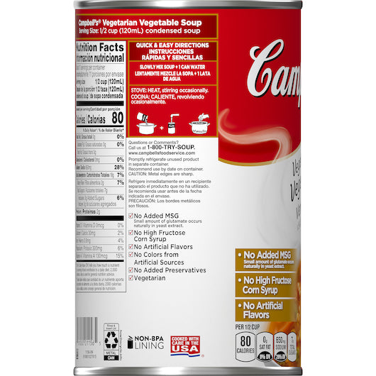 Campbells Condensed Vegetarian Classic Vegetarian Vegetable Alphabet Condensed Shelf Stable Soup, 12 x 50 oz Case - DOT product image 8