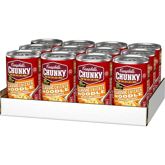 Campbell's Chunky Classic Chicken Noodle Soup, 12 x 18.6 oz Case - DOT product image 2