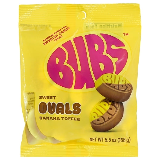 Bubs Sweet Ovals Banana Toffee Candy, 8 x 5.5 oz Case - Candy & Confections