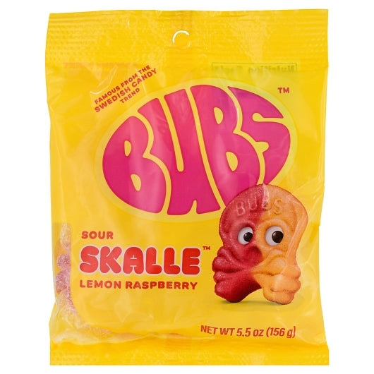 Bubs Sour Skalle Lemon Raspberry Candy, 8 x 5.5 oz Case - Candy & Confections