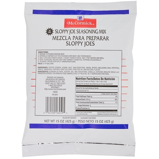 Lawrys Sloppy Joe Culinary Sloppy Joe Seasoning Mix, 6 x 15 oz Case - DOT product image 4