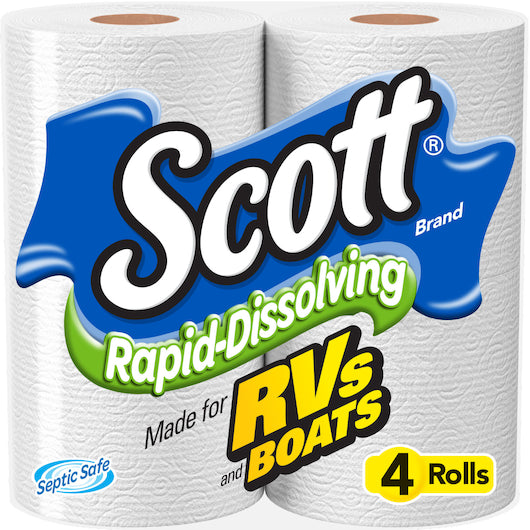 Scott Rapid Dissolve Double Roll Toilet Paper 4 Pack, 12 x 924 ct Case - Janitorial Supplies