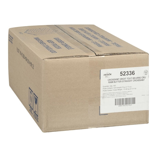 Bridor Raw Butter Straight Croissant, 160 x 2.75 oz Case - GS1 closed shipping case image