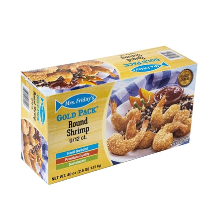 King And Prince Gold Pack Breaded Round U/12 Shrimp, 6 x 2.5 lb Case - Frozen Meat & Seafood