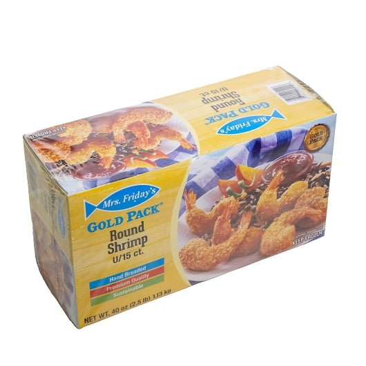 King And Prince Gold Pack Breaded Round U/15 Shrimp, 6 x 2.5 lb Case - Frozen Meat & Seafood