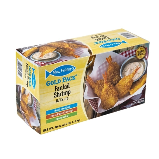 King And Prince Gold Pack Breaded Fantail U/12 Shrimp, 6 x 2.5 lb Case - Frozen Meat & Seafood