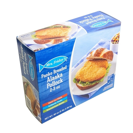 King and Prince 2-3 Oz Panko Breaded Pollock Fillet, 4 x 5 lb Case - Frozen Meat & Seafood