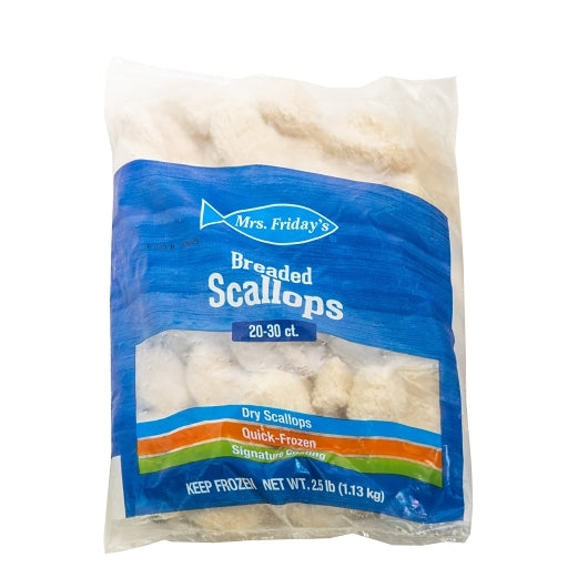 Mrs. Fridays Large Breaded Sea Scallops 20-30, 6 x 2.5 lb Case - Frozen Meat & Seafood