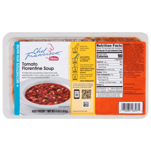 Chef Francisco Tomato Florentine Soup, 4 x 4 lb Case - Prepared Foods