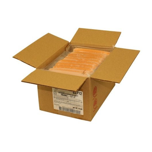 Superior Gold All John Morrell 8:1 6 Inch All Meat 85/15 Hot Dog, 4 x 2.5 lb Case - DOT product image 2