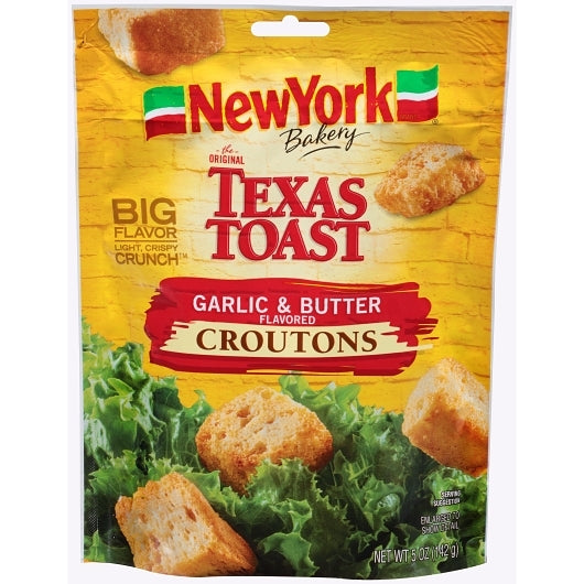 New York Texas Toast Garlic And Butter Crouton Bag, 12 x 5 oz Case - Croutons & Salad Toppings