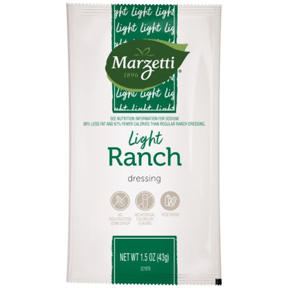 Marzetti Light Ranch Dressing Single Serve Packets, 60 x 1.5 oz Case - Condiments & Sauces