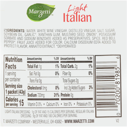 Marzetti Light Italian Dressing Single Serve, 60 x 1.5 oz Case - DOT product image 6