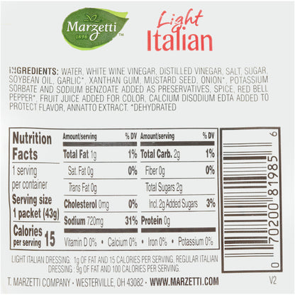 Marzetti Light Italian Dressing Single Serve, 60 x 1.5 oz Case - DOT product image 6