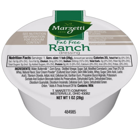 Marzetti Fat Free Ranch Dressing Single Serve Cups, 120 x 1 oz Case - Condiments & Sauces