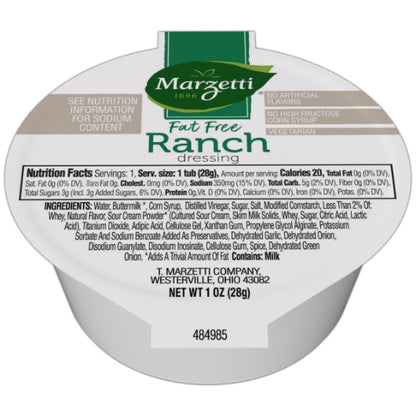 Marzetti Fat Free Ranch Dressing Single Serve Cups, 120 x 1 oz Case - Condiments & Sauces