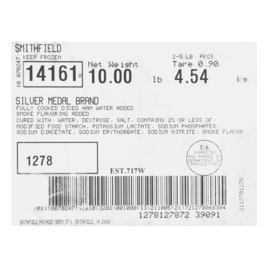 Farmland Water Added Diced Smoked Ham Water Added 1/4 Cubes, 2 x 2.95 lb Case - DOT product image 6