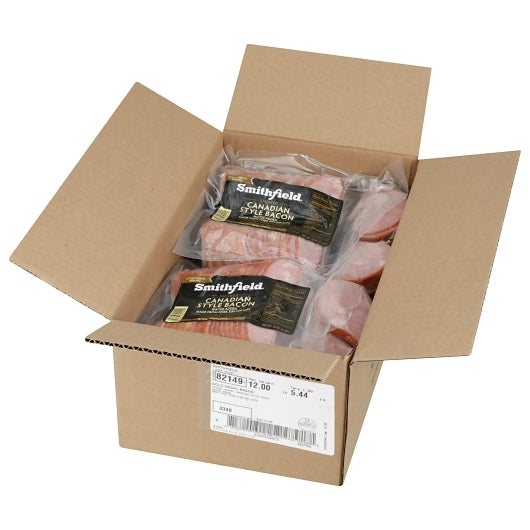 Smithfield Farmland Canadian Smoked Sliced Bacon, 6 x 2 lb Case - GS1 open-case image