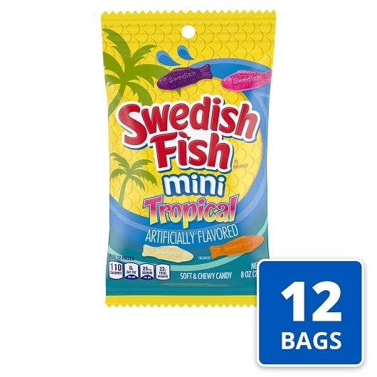 Swedish Fish Fat Free Tropical Soft Candy, 12 x 8 oz Case - Candy & Confections