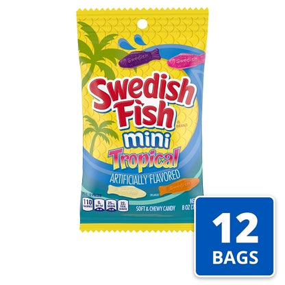 Swedish Fish Fat Free Tropical Soft Candy, 12 x 8 oz Case - Candy & Confections