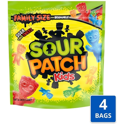 Sour Patch Kids Shrink Pack Bag Gummy Candy, 4 x 1.8 lb Case - Candy & Confections