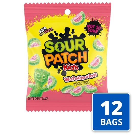 Sour Patch Kids Watermelon Candy Peg Bag, 12 x 3.6 oz Case - GS1 mobile-ready hero image