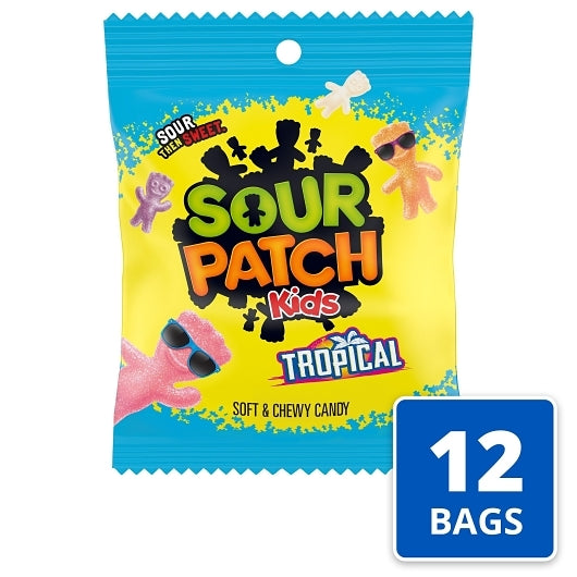 Sour Patch Kids Tropical Peg Bag, 12 x 3.6 oz Case - Candy & Confections