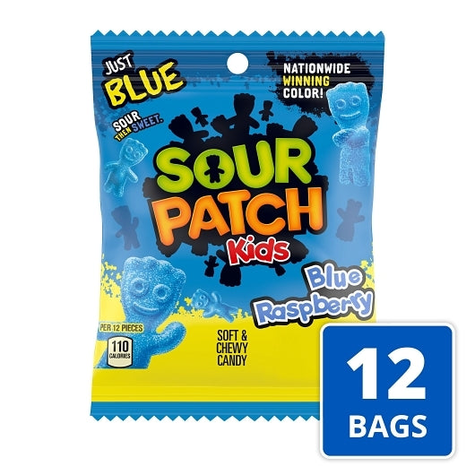 Sour Patch Kids Blue Raspberry Soft Candy Peg Bag, 12 x 3.6 oz Case - GS1 mobile-ready hero image