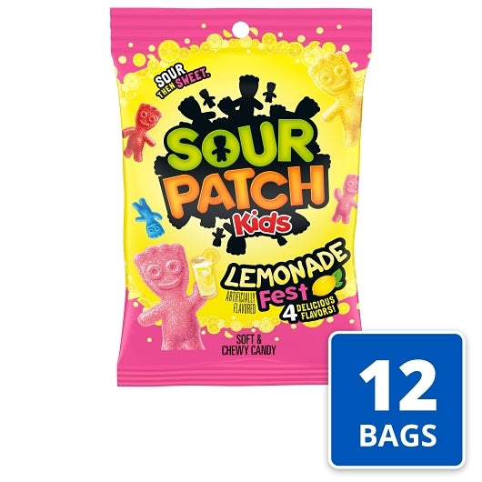 Sour Patch Kids Lemonade Soft Candy Peg Bag, 12 x 8.02 oz Case - Candy & Confections