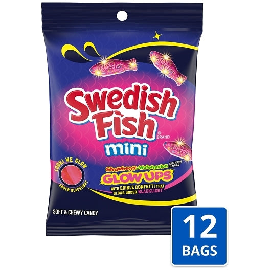 Swedish Fish Glow Ups Soft Candy Peg Bag, 12 x 6.7 oz Case - Candy & Confections