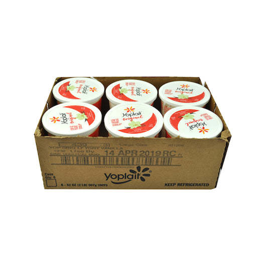 Yoplait Low Fat Vanilla Yogurt, 6 x 32 oz Case - GS1 open-case image