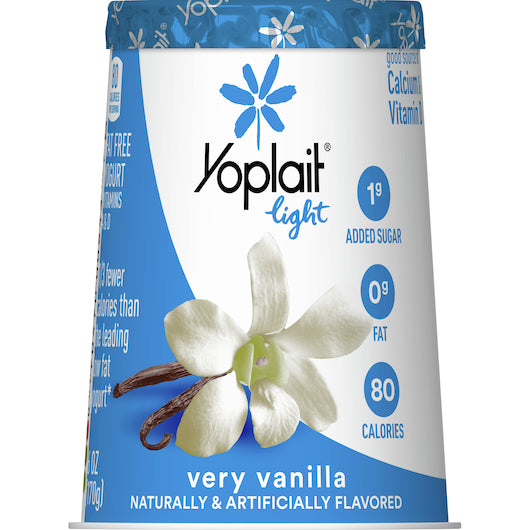 Yoplait Very Vanilla Light Yogurt Cup, 12 x 6 oz Case - Front/center packaged product image
