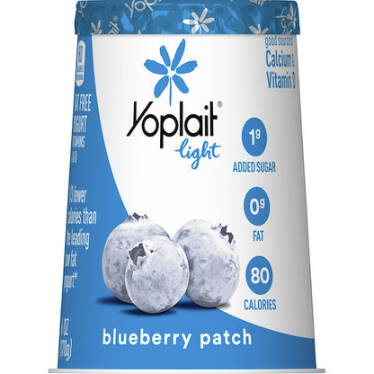 Yoplait Blueberry Light Yogurt Cup, 12 x 6 oz Case - Front/center packaged product image