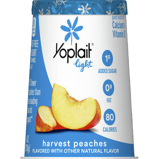 Yoplait Light Harvest Peach Yogurt, 12 x 6 oz Case - Front/center packaged product image