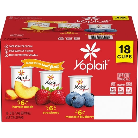 Yoplait Variety Pack 6 Strawberry, 6 Mixed Berry and 6 Blueberry Yogurt, 1 x 18 ct Case - DOT product image 6