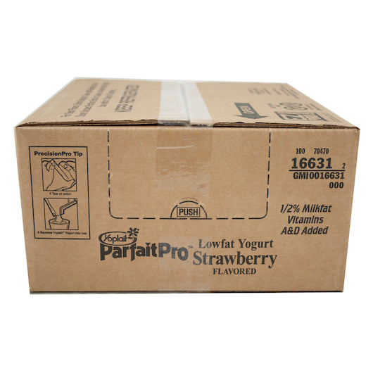 Yoplait ParfaitPro Low Fat Strawberry Yogurt, 6 x 4 lb Case - GS1 closed shipping case image