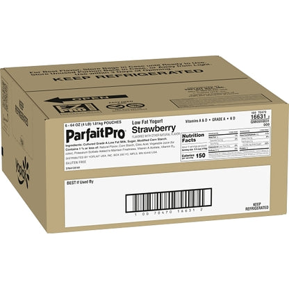 Yoplait ParfaitPro Low Fat Strawberry Yogurt, 6 x 4 lb Case - GS1 closed shipping case image